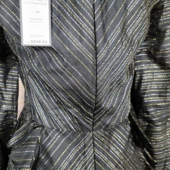 NWT BCBGMAXAZRIA Metallic Ruffle Dress XS - Picture 5 of 5
